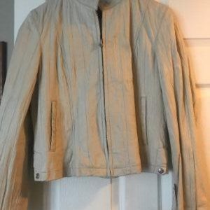 Women's Cream Colored Short Leather Jacket
